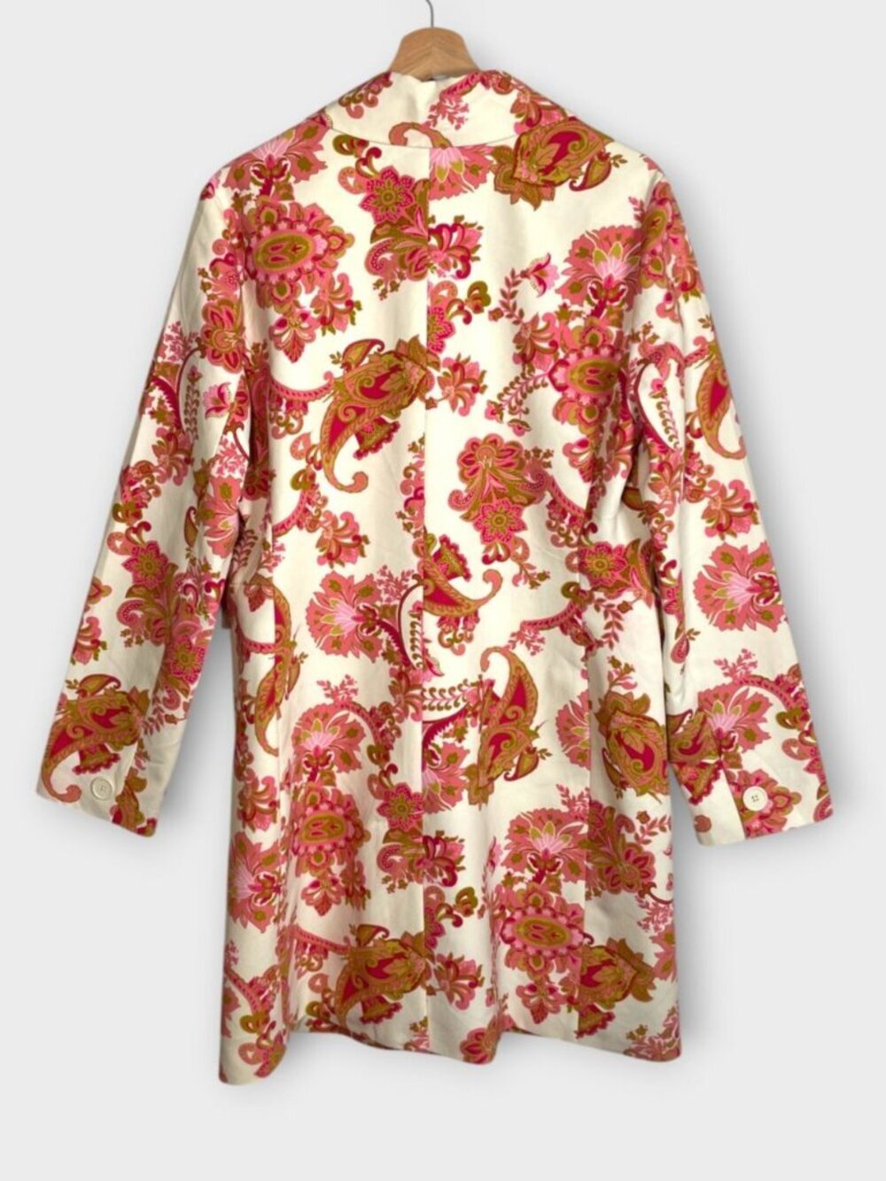 Willi Smith Trench Jacket LARGE 100% Cotton Lined Lightweight Spring Paisley - Picture 2 of 8